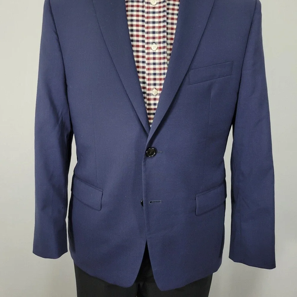 Lauren Ralph Lauren Men's Sport Coat Blazer Navy Blue Stretch Wool Size‎ 40S